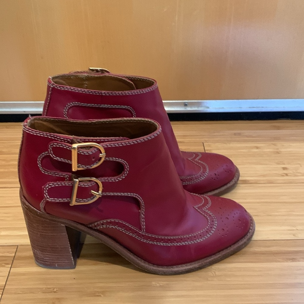 See by Chloe Burgundy leather ankle booties by